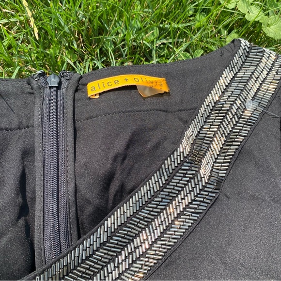 ALICE + OLIVIA Black/Metallic Beaded Embroidered Silk Boho Party Dress - Picture 2 of 2